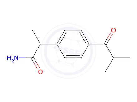 Chemical structure of 2-(4-Isobutyrylphenyl)propanamide