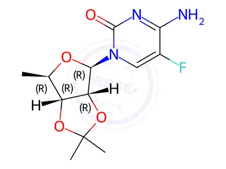 Chemical structure of 5'-Deoxy-2',3'-O-isopropylidene-5-fluorocytidine