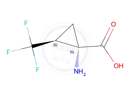 Chemical structure of (1S,2S)-1-amino-2-(trifluoromethyl)cyclopropane-1-carboxylic acid