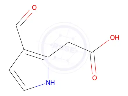 Chemical structure of 1H-Pyrrole-2-acetic acid, 3-formyl-(9CI)