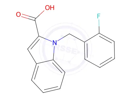Chemical structure of 1-[(2-fluorophenyl)methyl]-1H-indole-2-carboxylic acid