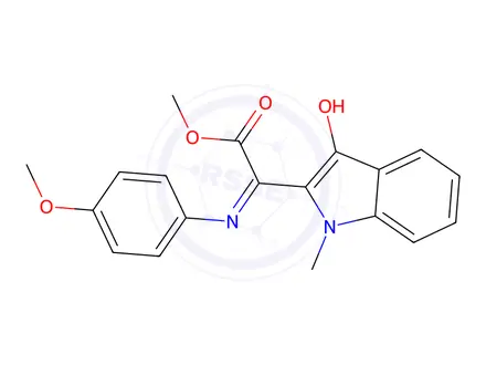 Chemical structure of methyl (2E)-2-[(4-methoxyphenyl)amino]-2-(1-methyl-3-oxo-indol-2-ylide ne)acetate