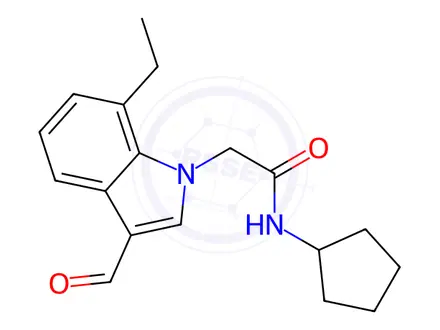 Chemical structure of N-cyclopentyl-2-(7-ethyl-3-formyl-1H-indol-1-yl)acetamide