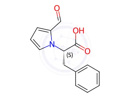 Chemical structure of (S)-2-(2-Formyl-1H-pyrrol-1-yl)-3-phenylpropanoic acid