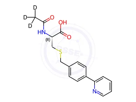 Chemical structure of N-(Acetyl-d3)-S-[4-(2-pyridinyl)benzyl]-L-cysteine