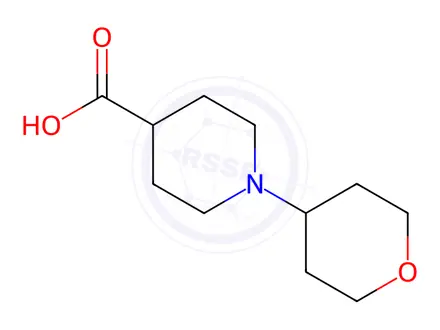 Chemical structure of 1-(Tetrahydro-2H-pyran-4-yl)piperidine-4-carboxylic acid hydrochloride