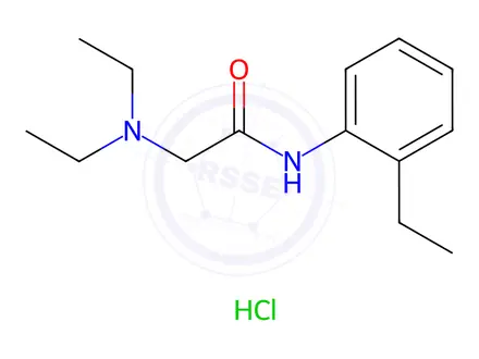 Chemical structure of diethyl-[(2-ethylphenyl)carbamoylmethyl]azanium chloride