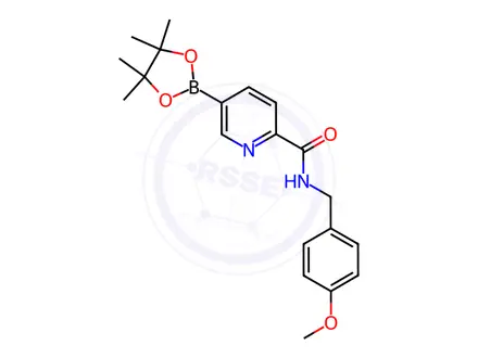 Chemical structure of N-(4-Methoxybenzyl)-5-(4,4,5,5-tetramethyl-1,3,2-dioxaborolan-2-yl)picolinamide