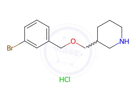 Chemical structure of 3-{[(3-Bromobenzyl)oxy]methyl}piperidine hydrochloride