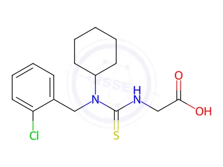 Chemical structure of ({[(2-Chlorobenzyl)(cyclohexyl)amino]-carbonothioyl}amino)acetic acid