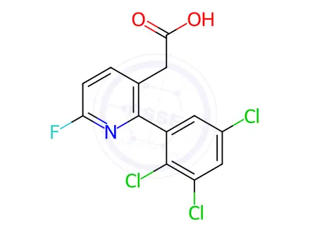 Chemical structure of 6-Fluoro-2-(2,3,5-trichlorophenyl)pyridine-3-acetic acid