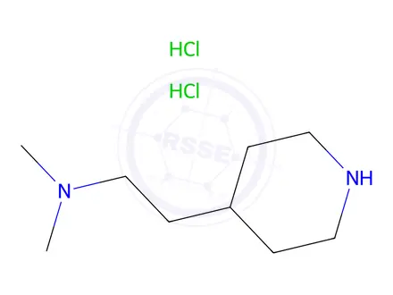 Chemical structure of N,N-dimethyl-2-(piperidin-4-yl)ethan-1-amine dihydrochloride