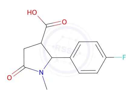 Chemical structure of 2-(4-Fluorophenyl)-1-methyl-5-oxopyrrolidine-3-carboxylic acid
