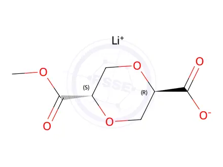 Chemical structure of rac-lithium(1+) (2R,5S)-5-(methoxycarbonyl)-1,4-dioxane-2-carbo xylate