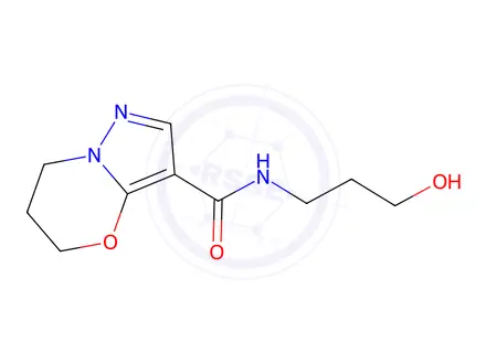 Chemical structure of N-(3-Hydroxypropyl)-6,7-dihydro-5H-pyrazolo[5,1-b][1,3]oxazine-3-carboxamide