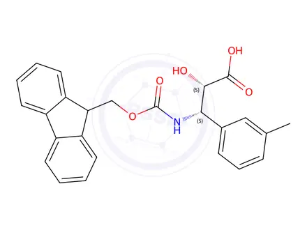 Chemical structure of (2S,3S)-3-((((9H-fluoren-9-yl)methoxy)carbonyl)amino)-2-hydroxy-3-(m-tolyl)propanoic acid