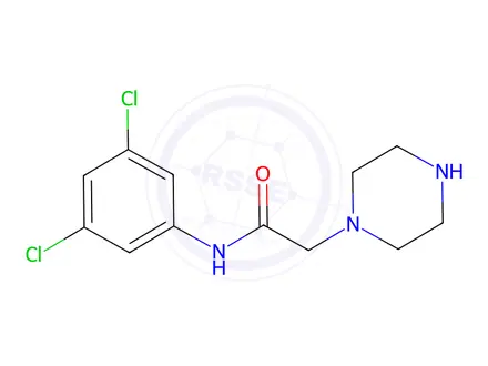 Chemical structure of N-(3,5-Dichlorophenyl)-2-piperazin-1-ylacetamide dihydrochloride