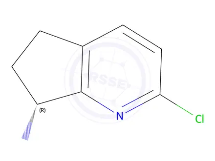 Chemical structure of (R)-2-chloro-6,7-dihydro-5H-cyclopenta[b]pyridin-7-amine