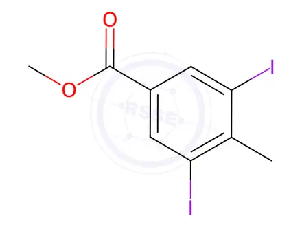 Chemical structure of Benzoic acid, 3,5-diiodo-4-methyl-, methyl ester