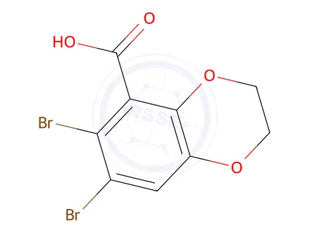 Chemical structure of 6,7-Dibromo-2,3-dihydrobenzo[b]-[1,4]dioxine-5-carboxylic acid
