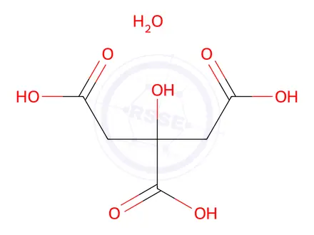 Chemical structure of Citric acid monohydrate