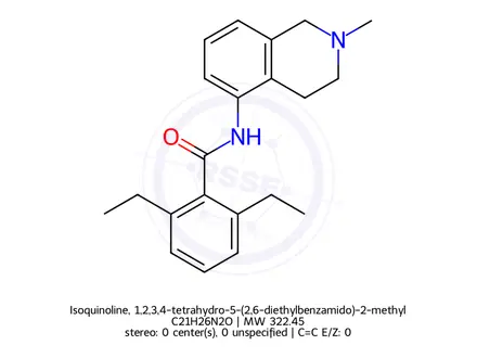 Chemical structure of Isoquinoline, 1,2,3,4-tetrahydro-5-(2,6-diethylbenzamido)-2-methyl-