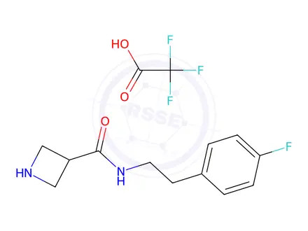 Chemical structure of Azetidine-3-carboxylic acid [2-(4-fluoro-phenyl)-ethyl]-amide trifluoroacetic acid salt