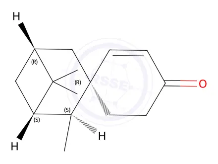 Chemical structure of Spiro[bicyclo[3.1.1]heptan-3,1′-[2]cyclohexen]-4′-on, 2,6,6-trimethyl-, [1S-(1.alpha,2.beta,3.beta,5.alpha)]-