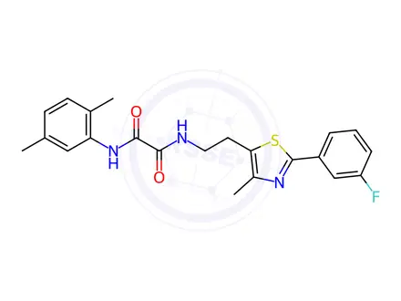 Chemical structure of N'-(2,5-dimethylphenyl)-N-[2-[2-(3-fluorophenyl)-4-methyl-1,3-thiazol-5-yl]ethyl]oxamide