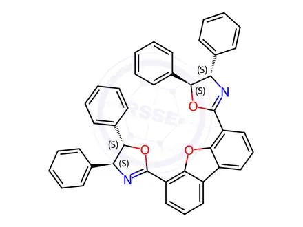 Chemical structure of 4,6-Bis((4S,5S)-4,5-diphenyl-4,5-dihydrooxazol-2-yl)dibenzo[b,d]furan