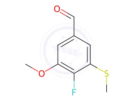 Chemical structure of 4-Fluoro-3-methoxy-5-(methylthio)benzaldehyde