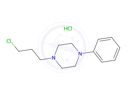 Chemical structure of 1-(3-chloropropyl)-4-phenyl piperazine hydrochloride