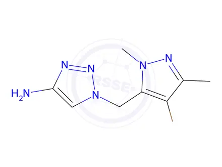 Chemical structure of 1-((4-Bromo-1,3-dimethyl-1h-pyrazol-5-yl)methyl)-1h-1,2,3-triazol-4-amine