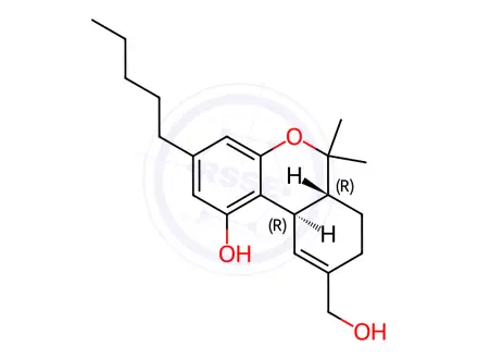 Chemical structure of (+/-)-11-HYDROXY-DELTA-9 THC