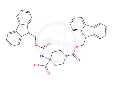 Chemical structure of Fmoc-Pip(Fmoc)-Oh