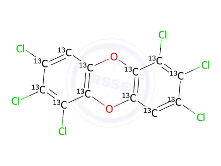 Chemical structure of 1,2,3,6,7,8-Hexachlorodibenzo-p-dioxin 13C12