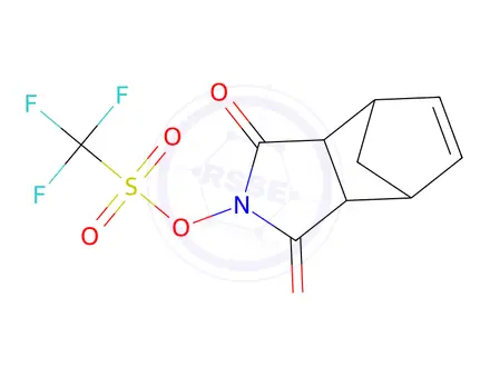 Chemical structure of 5-Norbornene-2,3-dicarboximidyl trifluoromethanesulfonate
