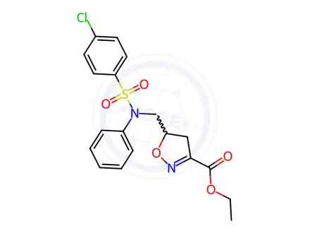Chemical structure of Ethyl 5-(((4-chloro-N-phenylphenyl)sulfonamido)methyl)-4,5-dihydroisoxazole-3-carboxylate