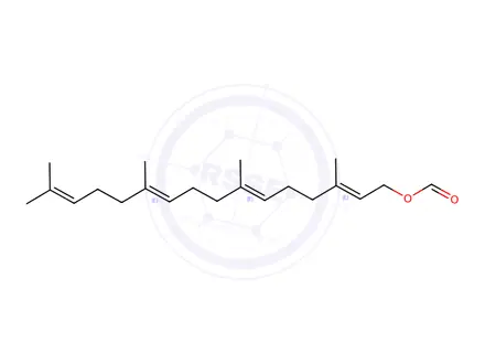 Chemical structure of (2E,6E,10E)-3,7,11,15-tetramethylhexadeca-2,6,10,14-tetraen-1-yl formate