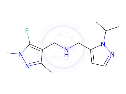 Chemical structure of 1-(5-fluoro-1,3-dimethyl-1H-pyrazol-4-yl)-N-[(1-isopropyl-1H-pyrazol-5-yl)methyl]methanamine