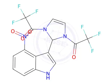 Chemical structure of 1,3-bis(trifluoroacetyl)-2-(4-nitro-3-indolyl)-4-imidazoline