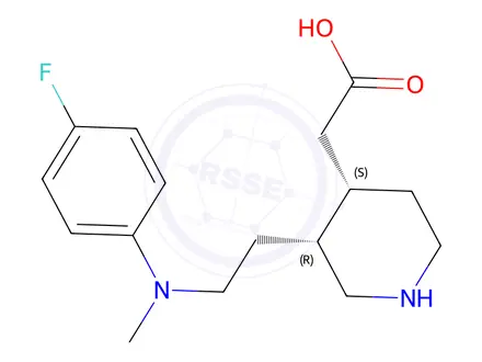 Chemical structure of 2-((3R,4S)-3-(2-((4-fluorophenyl)(methyl)amino)ethyl)piperidin-4-yl)acetic acid