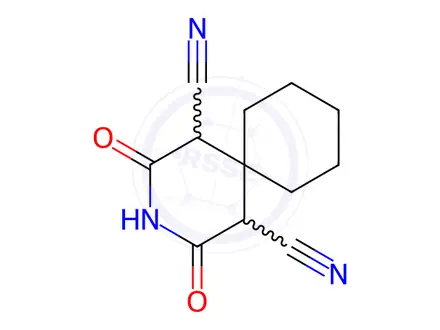 Chemical structure of 2,4-dioxo-3-azaspiro[5.5]undecane-1,5-dicarbonitrile
