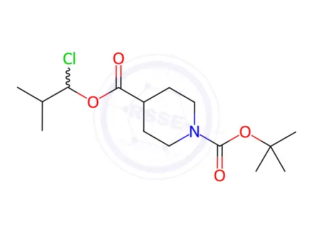 Chemical structure of Piperidine-1,4-dicarboxylic acid 1-tert-butyl ester 4-(1-chloro-2-methyl-propyl) ester