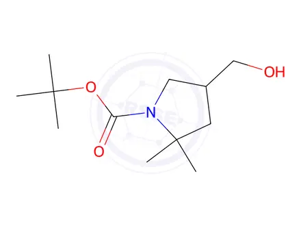 Chemical structure of tert-Butyl 4-(hydroxymethyl)-2,2-dimethylpyrrolidine-1-carboxylate