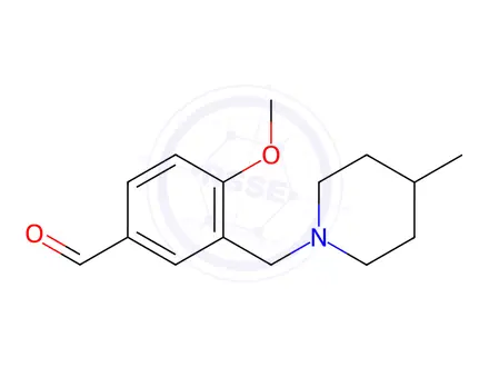 Chemical structure of 4-Methoxy-3-[(4-methylpiperidin-1-yl)methyl]benzaldehyde