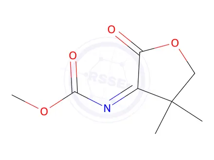 Chemical structure of Carbamic acid, (dihydro-4,4-dimethyl-2-oxo-3(2H)-furanylidene)-, methyl ester (9CI)