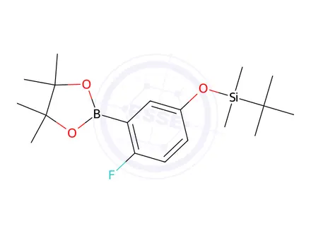 Chemical structure of tert-Butyl(4-fluoro-3-(4,4,5,5-tetramethyl-1,3,2-dioxaborolan-2-yl)phenoxy)dimethylsilane
