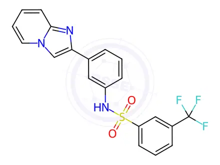 Chemical structure of N-(3-(imidazo[1,2-a]pyridin-2-yl)phenyl)-3-(trifluoromethyl)benzenesulfonamide