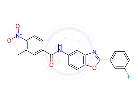 Chemical structure of N-(2-(3-Fluorophenyl)benzo[d]oxazol-5-yl)-3-methyl-4-nitrobenzamide